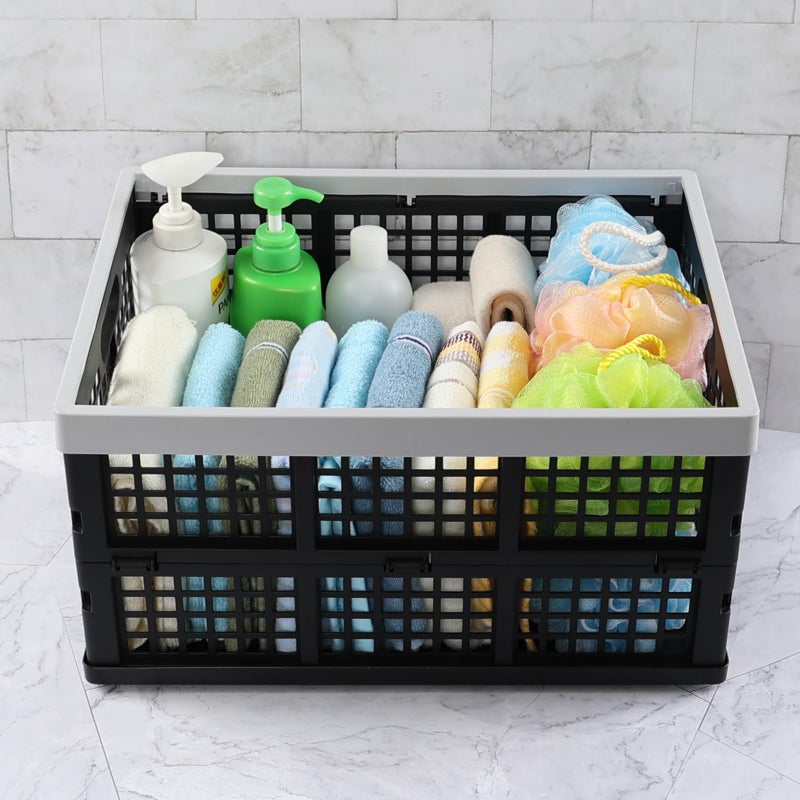 In-House Inhouse 3 Packs 34 Quart Collapsible Milk Crates, Plastic Foldable Storage Crate - Image 4